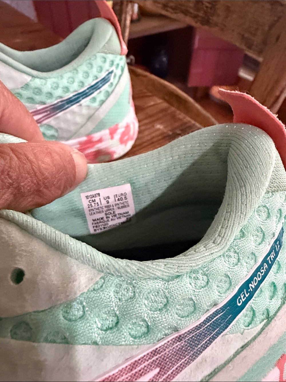 ASICS mint green & coral athletic running shoes - Picture 6 of 7
